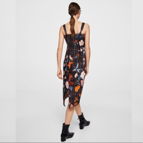 MANGO Suit Floral + Plaid Midi Dress - Size 4 - Picture 3 of 14